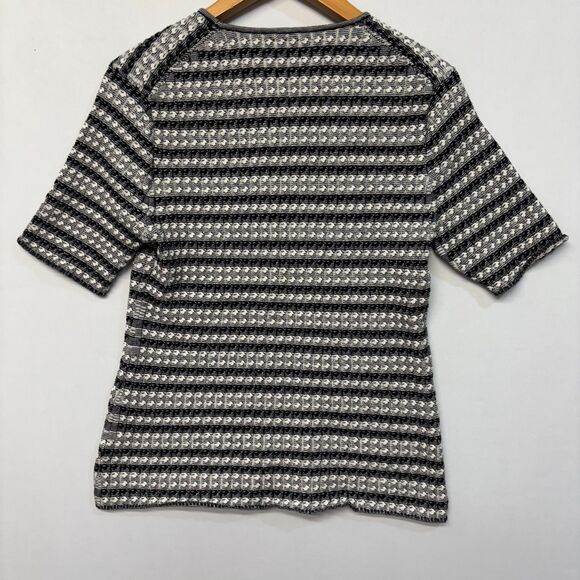 MM. Lafleur Women Short Sleeve Blouse Knit Top Shirt Size Large Cotton D049 -30 - Picture 11 of 13